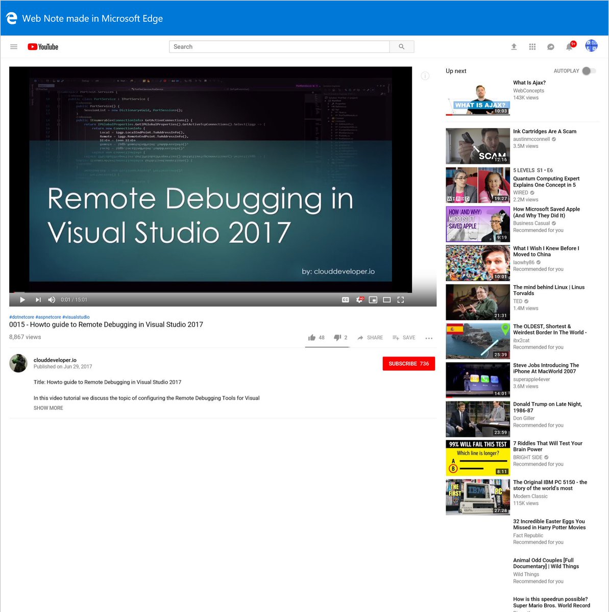 MetroGenesis's tweet image. #RemoteDebugging - (703) 0015 - Howto guide to Remote Debugging in Visual Studio 2017 - YouTube youtube.com/watch?v=UTRyfR…