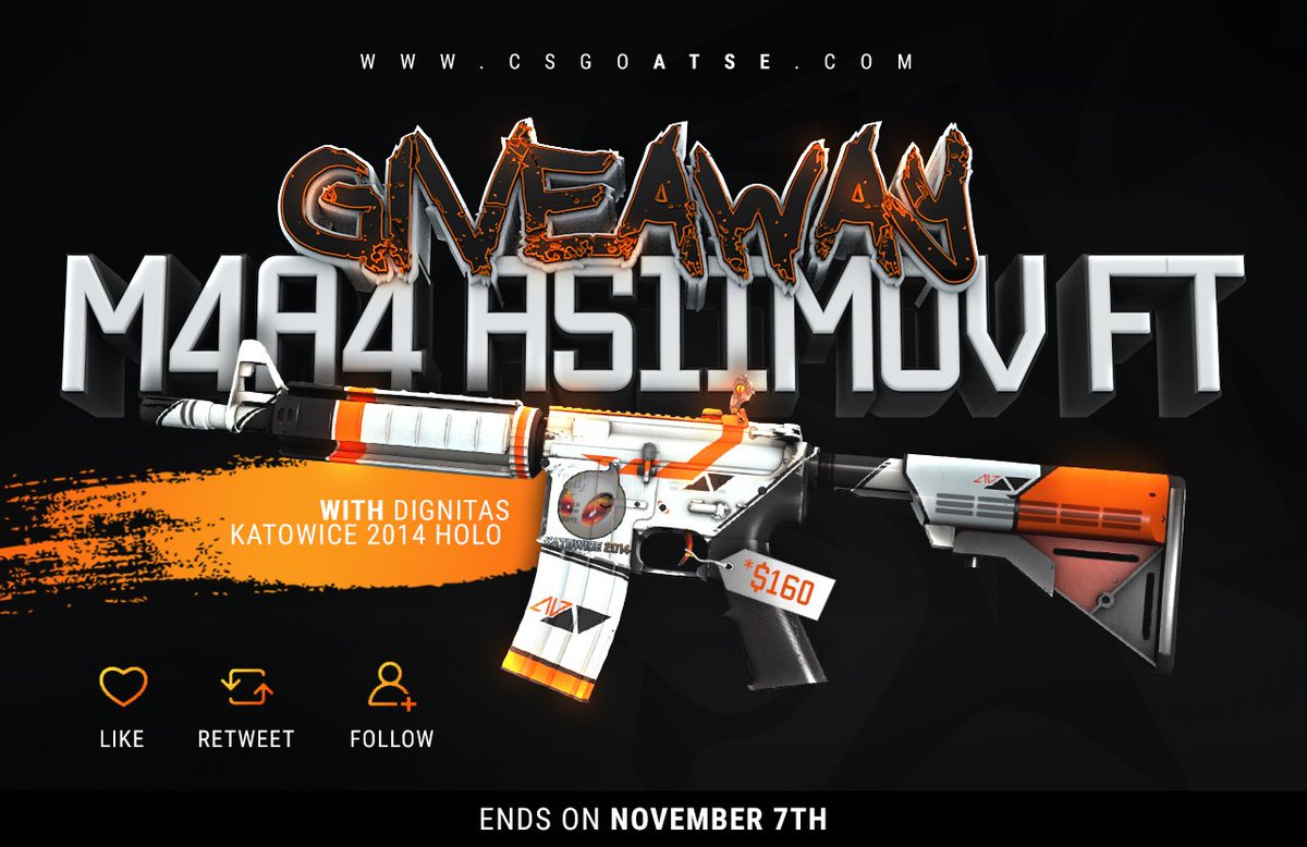 🔥GIVEAWAY🔥

For the spooky season we're giving away a weapon with spooky eyes👀👀

M4A4 Asiimov FT with Dignitas Holo Katowice 2014 sticker! (Value over $150)

How to enter:

✅RT
✅LIKE
✅FOLLOW
✅Be registered on CSGOatse.com (just log in at least once)

Good luck!