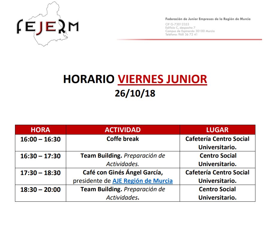 ASEMATJE's tweet photo. 😋Que ganitas de #ViernesJunior, sobre todo si nos visita @ginesangelgl, presidente de @AJERegionMurcia. No dudéis en pasaros! Ya sabéis, a las 16:00 en @CentroSocialUMU https://t.co/Lcd0of14K0 https://t.co/6cYYPjf2Jk