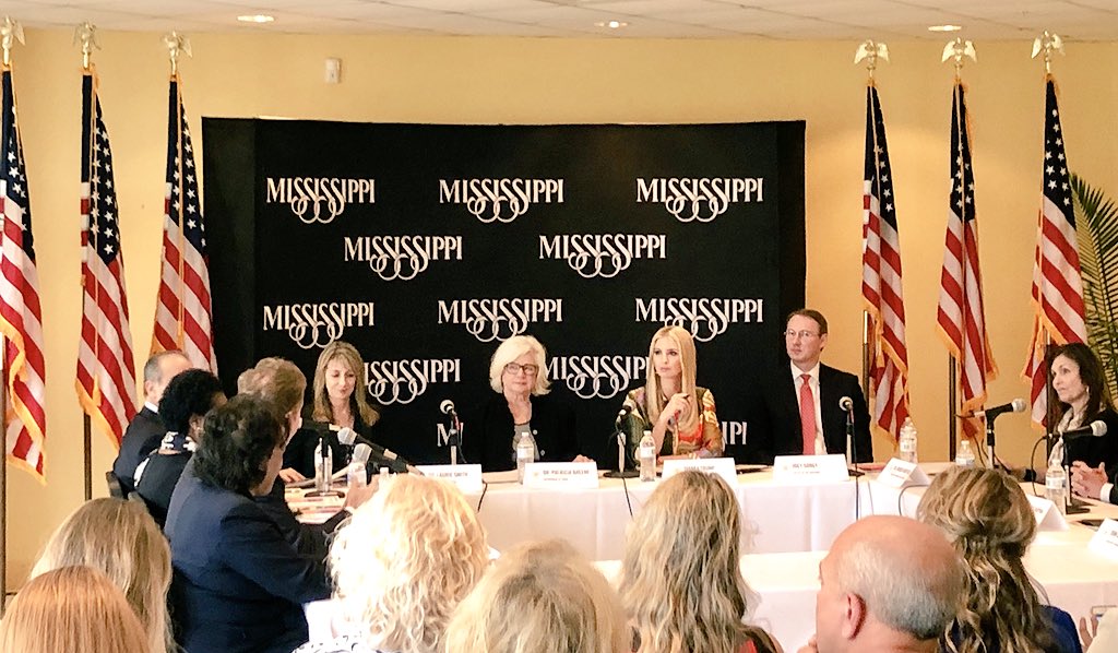 Our MS team is discussing topics such as affordable childcare and having young children prepared to move into kindergarten from Pre-K with <a href="/IvankaTrump/">Ivanka Trump</a> today in Gulfport, MS. We are excited to share our insights and to hear from her.