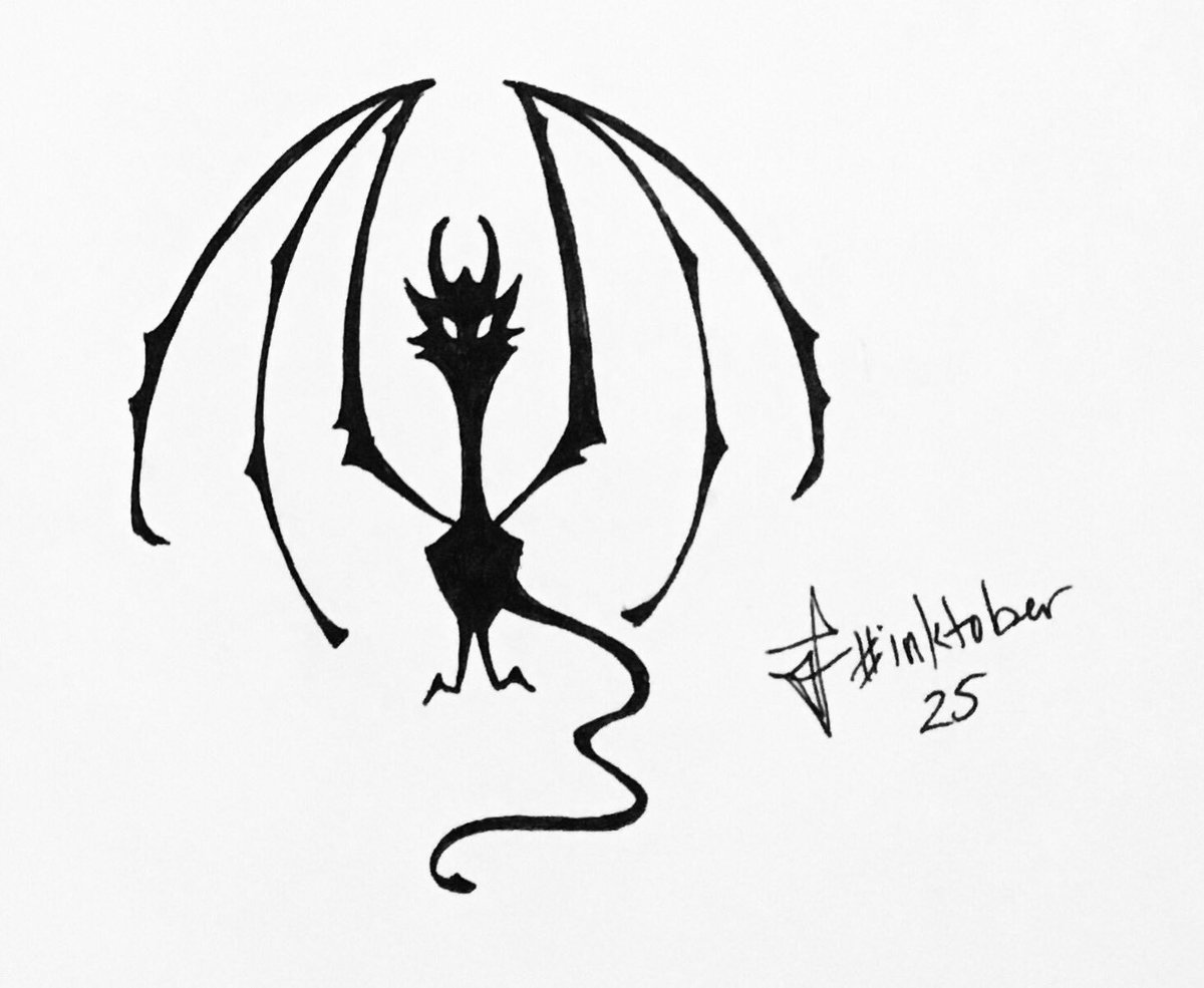 Imaginarialist's tweet photo. Day 25...on the actual day 25! #inktober #inktober2018 #dragonagain https://t.co/aObttgumKS