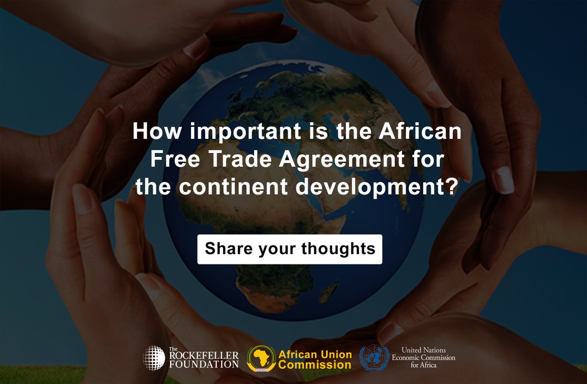 RockefellerFdn's tweet photo. Are you an African resident? Tell African leaders during the #AfCFTA what you think will be the most important outcome of the #AfricaFreeTradeAgreement, and why! Click here: https://t.co/IBIncJGL9N @_AfricanUnion &amp; @ECA_OFFICIAL https://t.co/7DVzWMHnIc