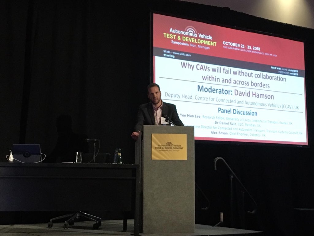 UKSINet's tweet photo. Great to have our UK delegation present at #ATE2018 on the need for global collaboration in CAV development and what the UK can offer partners—including right here in Michigan! https://t.co/yYgm3VLRyi