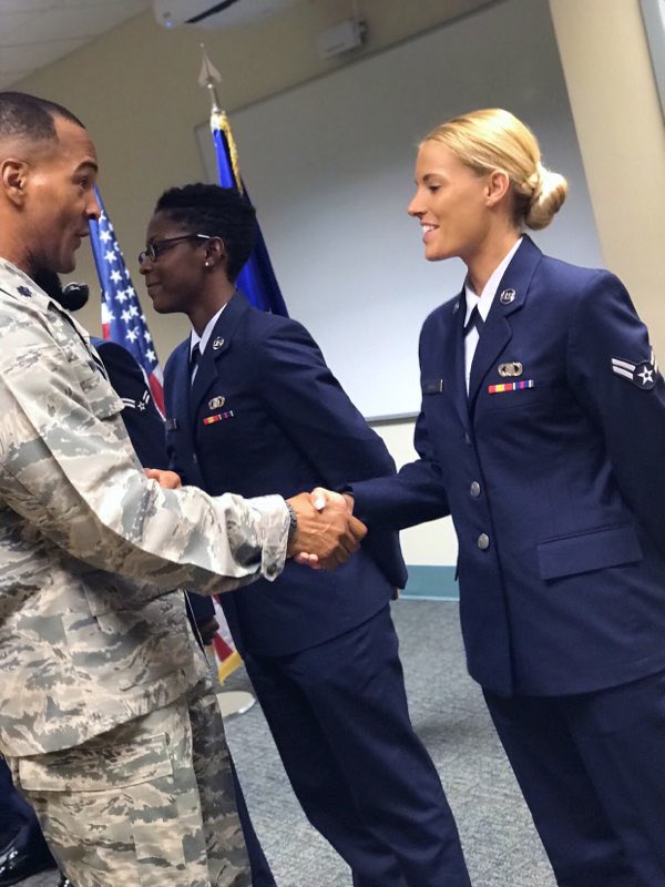 jodizip's tweet photo. Hey guess what? My daughter! Graduated with honors from basic training and graduated with distinguished honors from tech school!!!  Funny thing she said in her little honors speech was “I know my mom &amp; hopefully @NikkiSixx is proud” #geekfandom #likemotherlikedaughter #USAF https://t.co/zC6zBFa83l