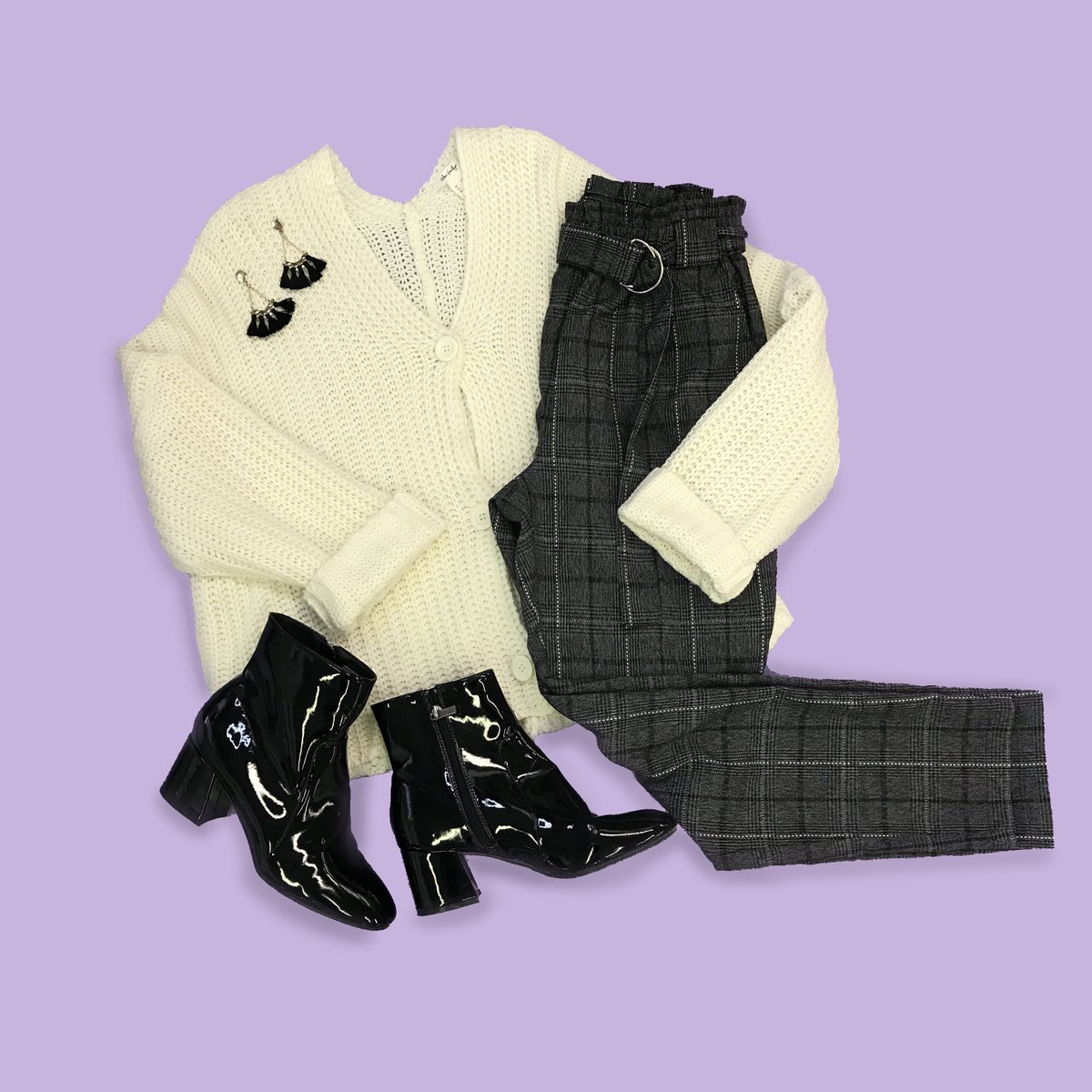 StitchesOnline's tweet photo. We have your go-to sweater for when you want to cuddle up and dress up 💜 #stitchescanada #sweaterweather 
🔎 "Waffle Knit Cropped Button-Up Cardigan" https://t.co/oz7gwWc34X
🔎 "Plaid Ruffle High-Rise Belted Paperbag Pant" https://t.co/h38Ch8yWb0 https://t.co/bx8o7mKaW2