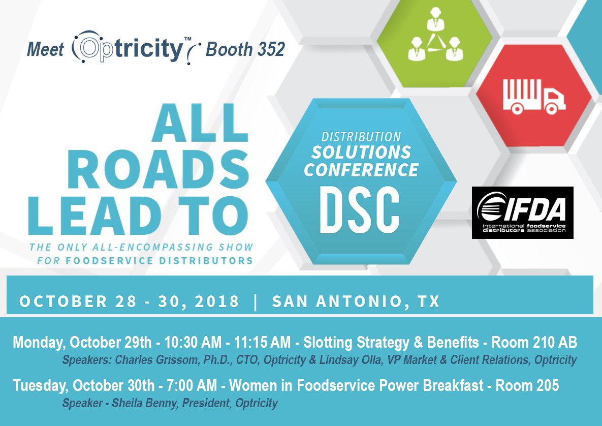fortnaoptricity's tweet photo. Optricity is looking forward to arriving to San Antonio on Sunday for the @IFDA DSC Conference! Will you be there?
#logistics #warehousing #slottingoptimization #softwaresolutions #foodservice https://t.co/VfpBEMQ6Cp