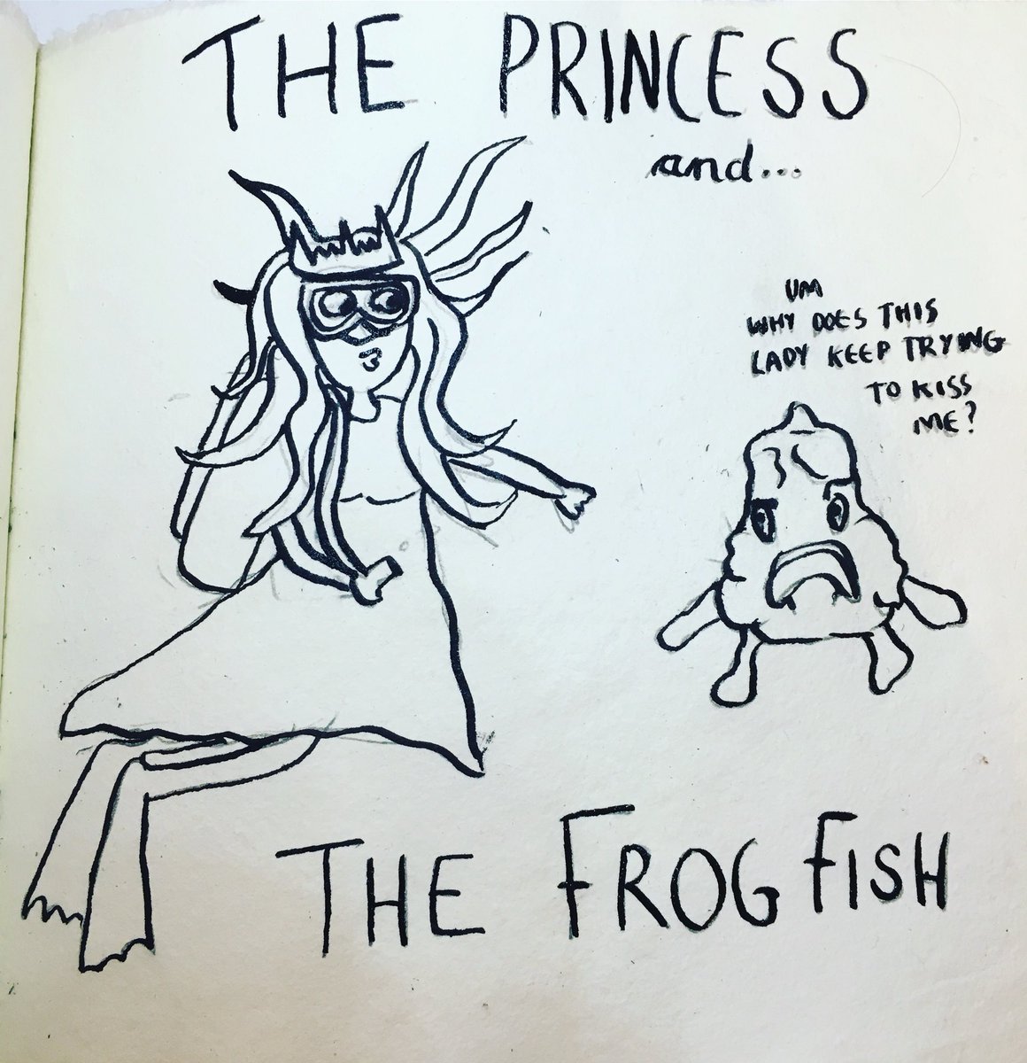 marinemumbles's tweet photo. #Inktoberday25 - Another alternative @Disney film, The Princess and the FrogFISH 🐸🐟 #Inktober #Inktober2018 #Frogfish #Princess #Marinebiology #disneyart #alternativedisney #diving https://t.co/aepx2vM5S0