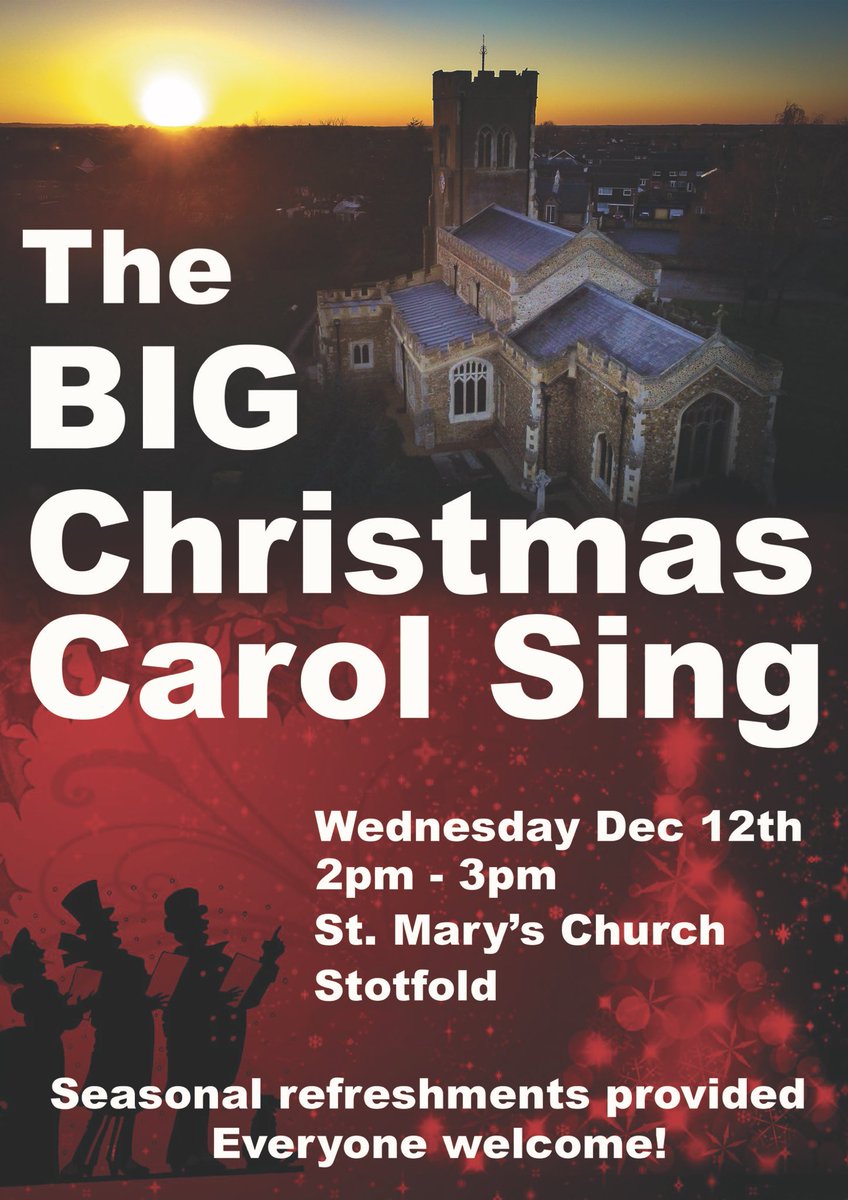 LocalComTV's tweet image. A date for your festive diary. The Big Christmas Carol Sing at St. Mary’s Church in #Stotfold. We had fun today designing the poster which includes an #aerialdrone photograph of the church which we captured last year! :-) #dronestagram #dronelife