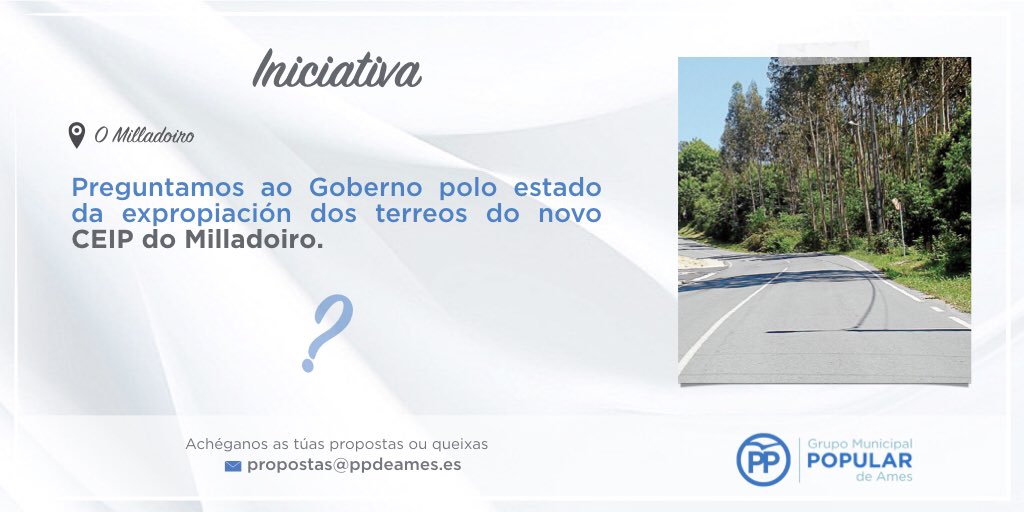 PopularesAmes's tweet photo. Preguntamos neste #PPlenoAmes ao Goberno polo estado da expropiación dos terreos 🚜 do novo CEIP 🏫 do #Milladoiro. #PPlenoAmes #PPropostasAmes https://t.co/4SWTvH6f4v