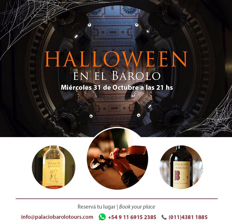 Este miércoles 31/10 no te pierdas Hallowen en el Palacio Barolo! Reserva tu lugar ! Cupos limitados