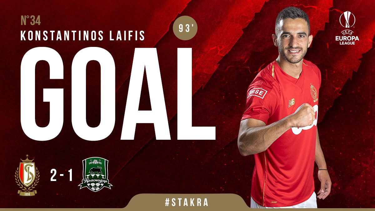 Standard_RSCL's tweet photo. 90' + 3' : GOAAAAAAAAAAAAAAAAAAAAAAAAAAAAAAAAAAAAAAAAAAAAAAAAAAL: 2-1 signé Kostas Laifis ! #STAKRA #COYR https://t.co/x1oSoafAVX