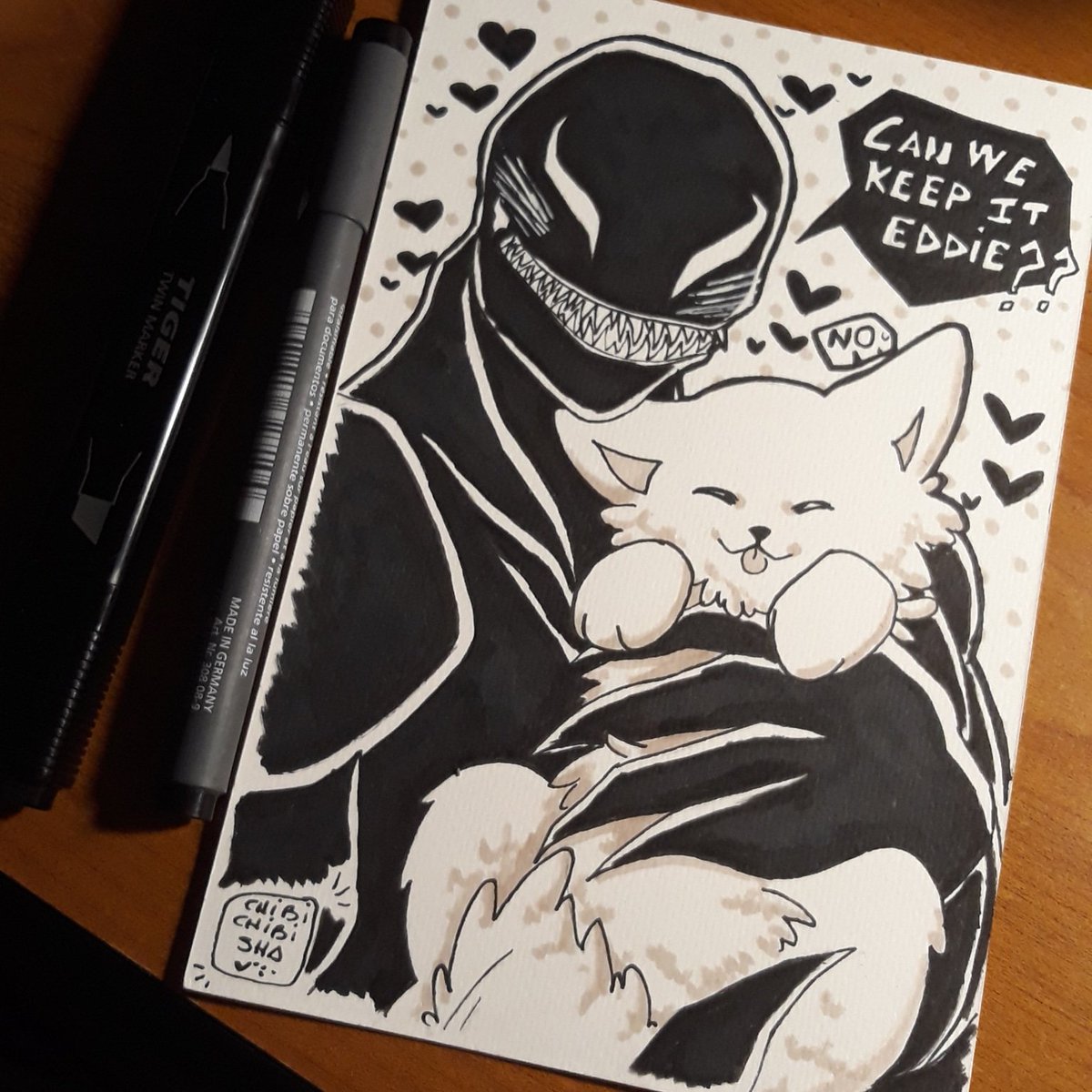 ChibiChibiSha's tweet photo. Day 21: Alien
I had to do my favourite alien!! Tbh I wish I was that dog.
#inktober #inktober2018 #inktoberday21 #mabsdrawlloweenclub #mabsdrawlloweenclub2018 #alien #venom #Venom2018 #symbrock #dog #puppy #Illustration #drawing #trasitionalart #ink https://t.co/5HTOQ69Y7P