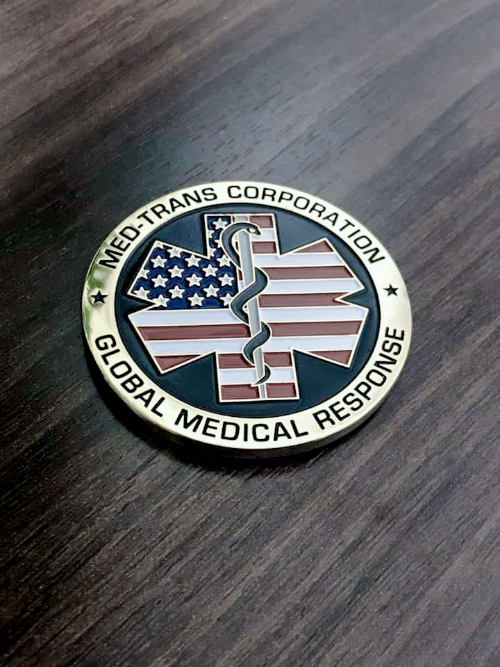 MedTransCorp's tweet photo. #EMS types of fields have challenge coins given for achieving accomplishments within their field of work. Today, all #CommunicationSpecialists were presented w/ the 1st challenge coin designed for our Communication Specialists and #FlightCom as a symbol of accomplishment. https://t.co/CWEYL4uMkP
