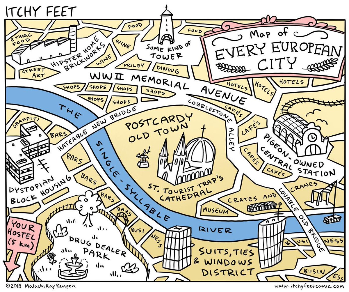 map of the city Terrible Maps On Twitter A Map Of Every European City