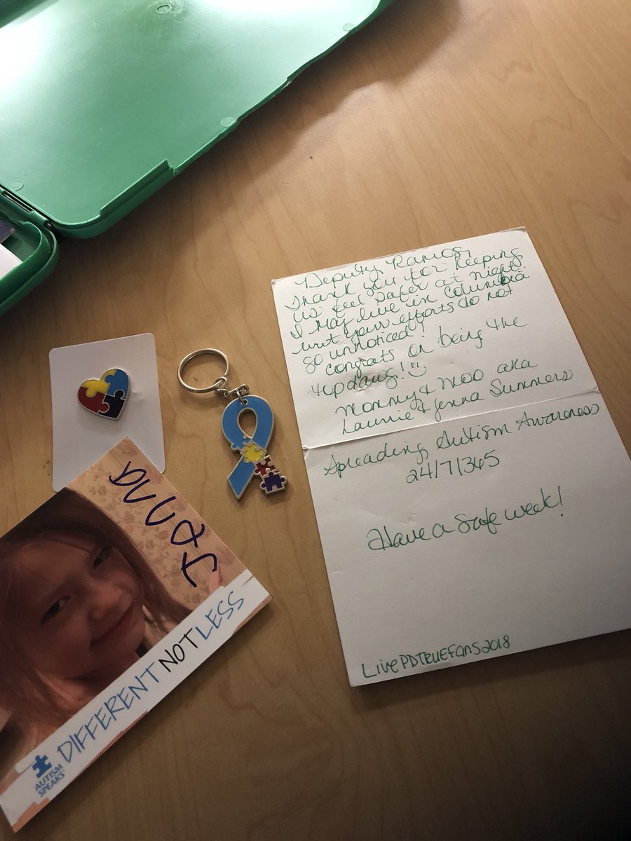 This was sent to be my someone who’s a fan of #LivePD. I get a lot of cool little gifts from a lot of you out there but I absolutely loved this one. This touched me closely because my oldest nephew is autistic. That key rings is currently on my patrol car keys. #autismawareness