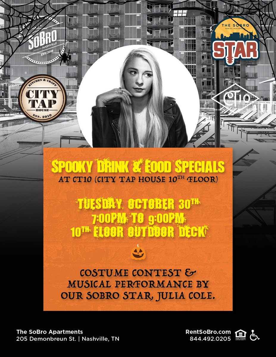 Join us for some spooky fun at our #Halloween Resident Event next Tuesday, October 30th from 7 - 8 PM on our 10th-floor outdoor deck! 😁🎃👻