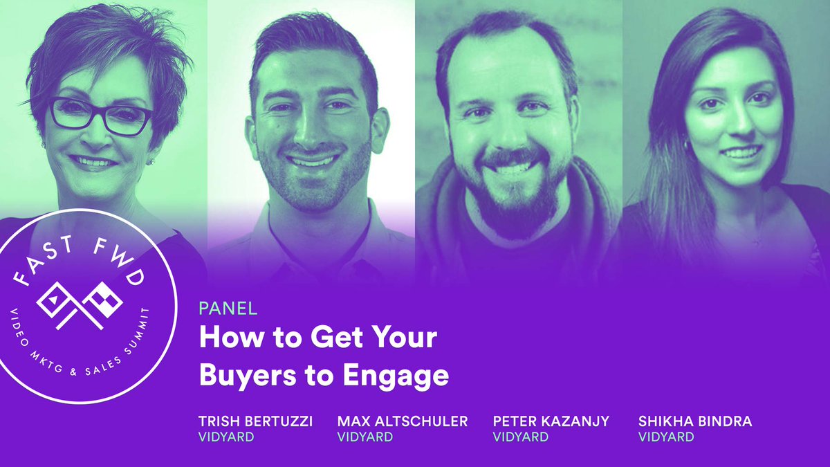 vidyard's tweet photo. Have you registered for #FastFwd18 (Nov 6-8) yet? Donβt miss out on the How to Get Your Buyers to Engage panel with @bridge_group @hackitmax @kazanjy and @bindrashikha https://t.co/pqIsJSwEeI https://t.co/hXTmudyzMj