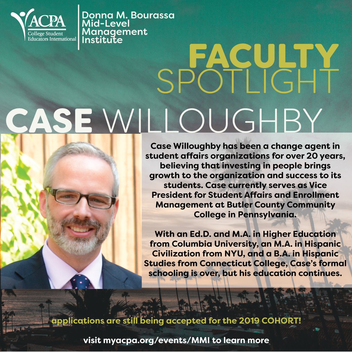 #ACPAMMI is close to filling! Submit your application today to be mentored by the fantastic <a href="/dr_case_bc3/">Case Willoughby</a>! Case's 20+ years of experience will help in crafting your mid-level leadership style while providing senior level insight. Learn more and apply today! buff.ly/2w7JswP