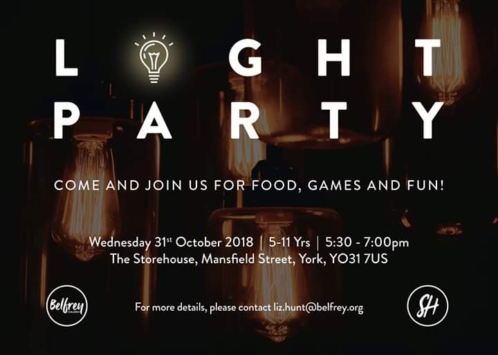 We are SO looking forward to hosting a Light Party for 5-11s on Wednesday 31 October. Lots of light, food, games &amp; fun.