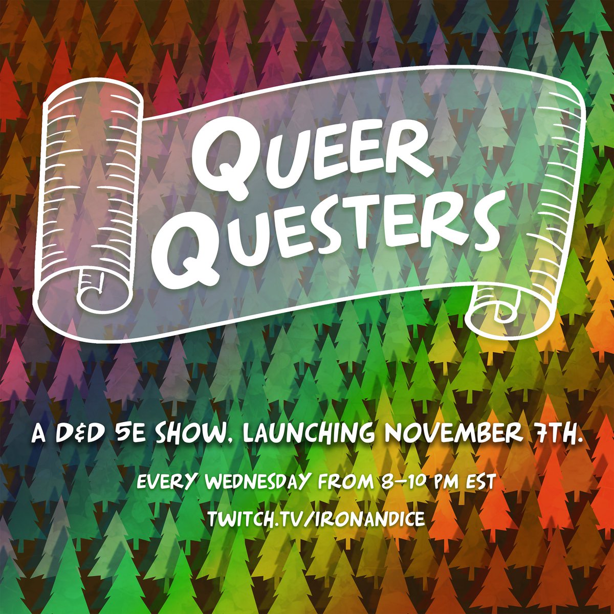 Side_QuestRPG's tweet photo. We are so excited to OFFICIALLY announce the launch of our newest programming. 

#QueerQuesters, a #dnd5e game featuring all queer players. It features teens! Magic! Feelings! 

DM: @AliciaFurness 
Featuring: @itsnemily, @bitesizedeliot, @thricetothine and 2 mystery players! https://t.co/crs861JGLn