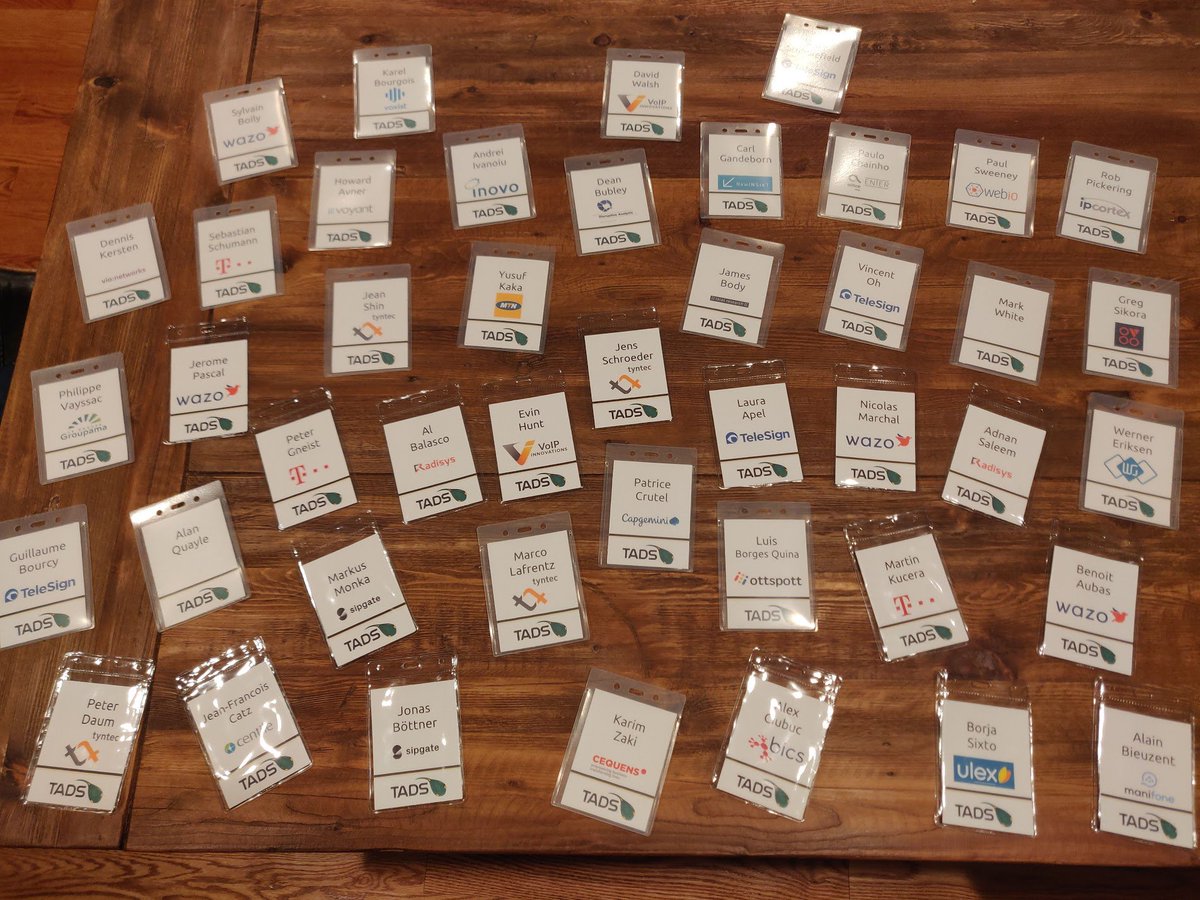 Alan_Quayle's tweet photo. First batch of @TADSummit badges complete!
Lots of new logos joining us :)
https://t.co/08rS6Jwokg
Sponsored by @TeleSign @voipinnovations @tyntec @wazocommunity @PTin @cequens @apidaze
#ProgrammableTelecoms #InstantAuthentication #Web3 #CCaaS #CPaaS #UCaaS #TelecomAPIs https://t.co/I9mFqi9Q1w