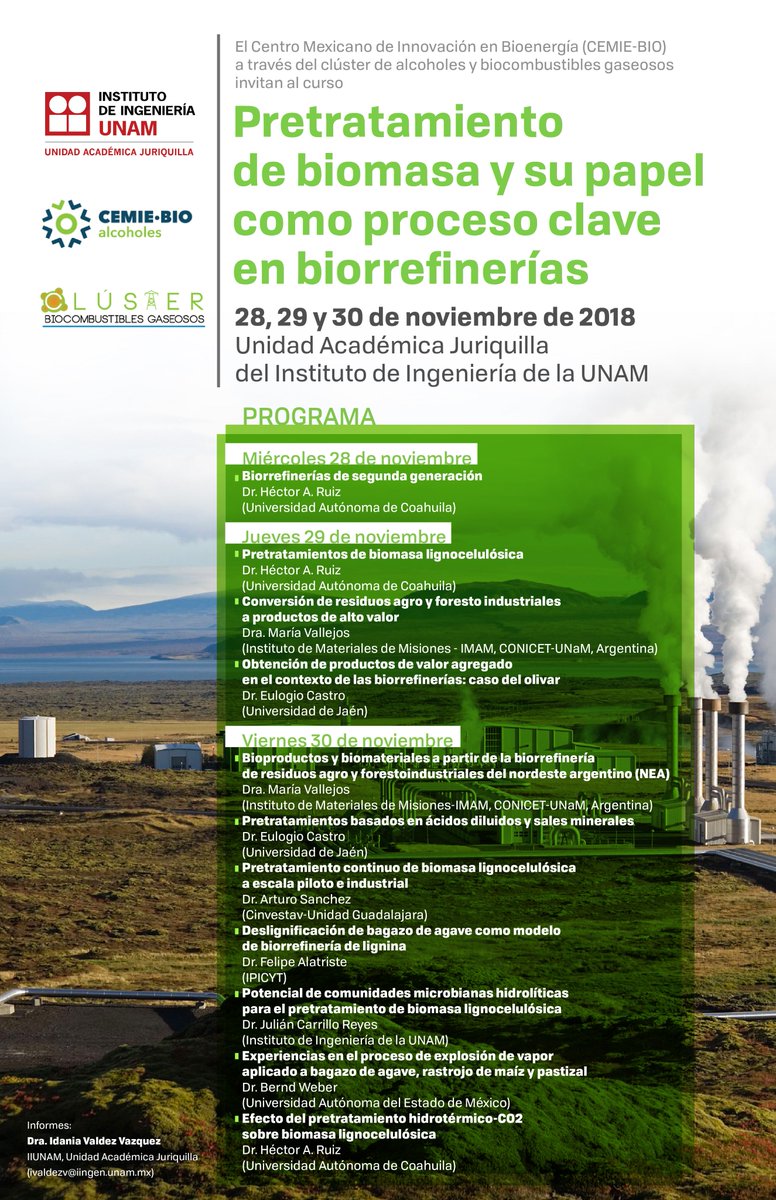 IIUNAM's tweet photo. Te invitamos a inscribirte a este curso que se realizará en nuestra Unidad Académica Juriquilla. @cemiebio @cemiebiogas https://t.co/vb3GGlb5nh