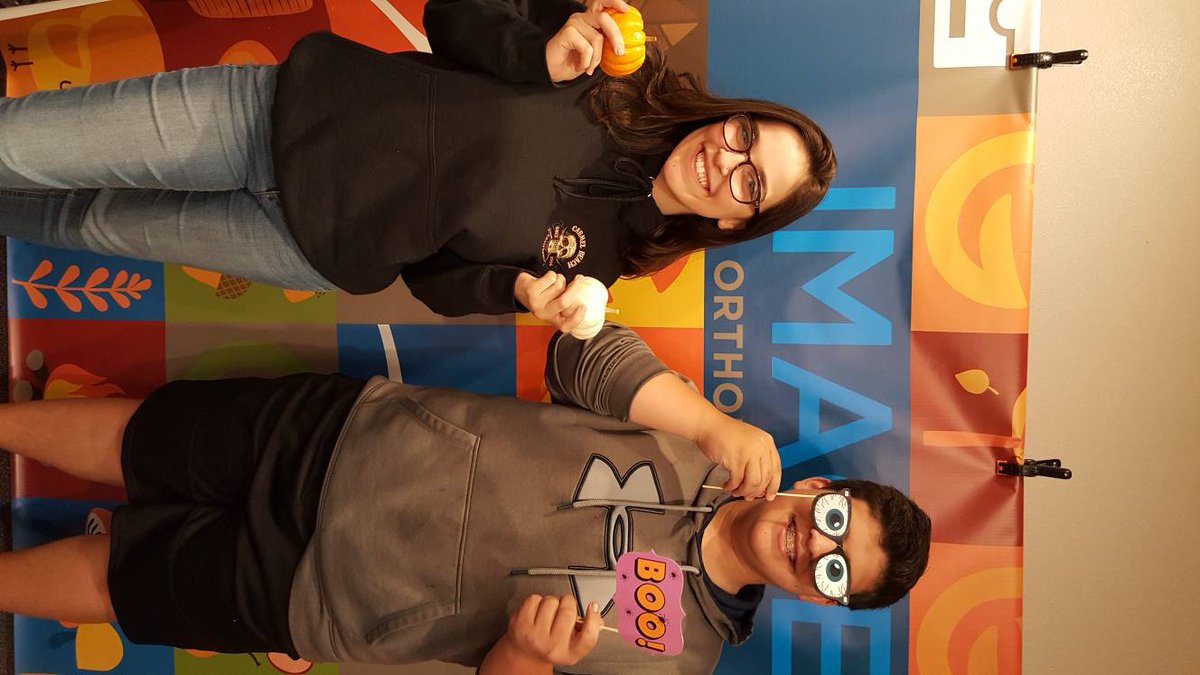 ImageOrthoCA's tweet image. Siblings Jacob and Juliana are having fun with our Halloween props! 🎃🎃🎃#imageorthosj 
#patients #smilemakers