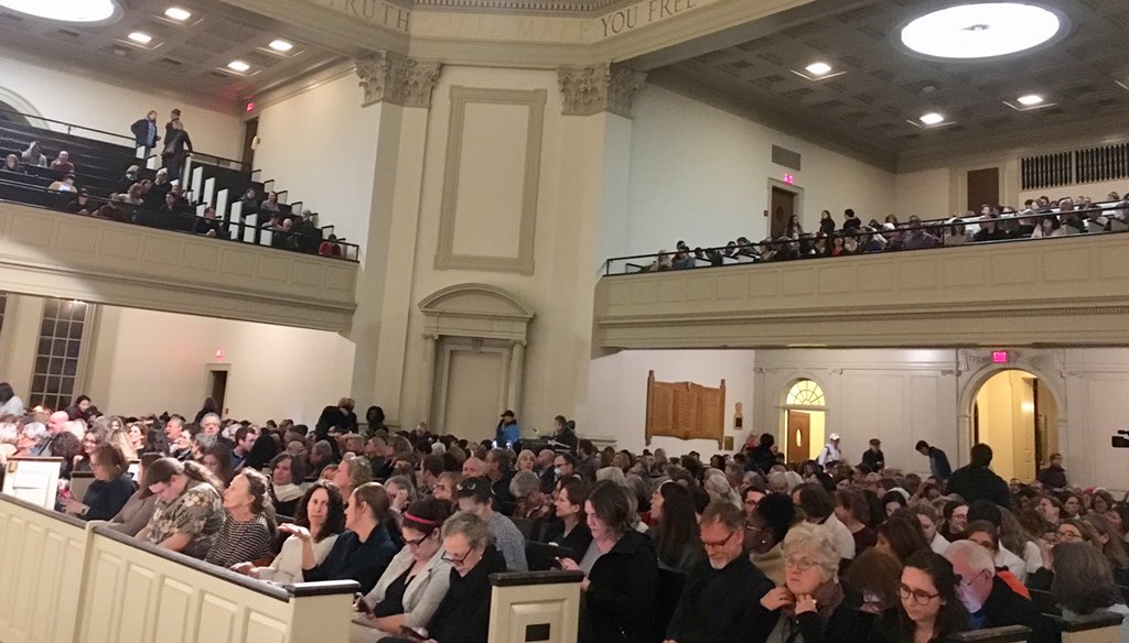 NewsHouseLive's tweet photo. It’s a full house eagerly awaiting @MargaretAtwood at the #SULectures event. Catch the action here, live! #SyracuseU https://t.co/zbp6UGGdYh