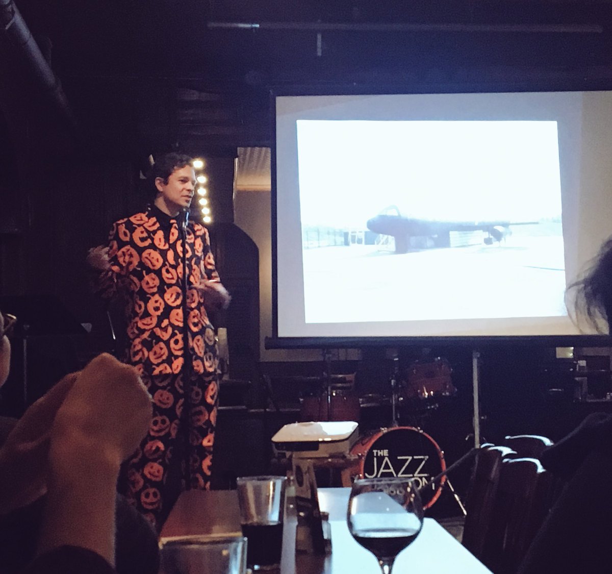 Where else but Nerd Nite would you find David S Pumpkins leading a talk on fire fighting and aircraft rescue? Any questions? #KWawesome