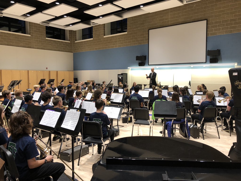 Dave_Kanne's tweet photo. 8th grade band students warming up under the direction of Mr Temple. Performing at New Trier High School tonight! #WE36 #cwpride36 https://t.co/mOgvkJVVlD
