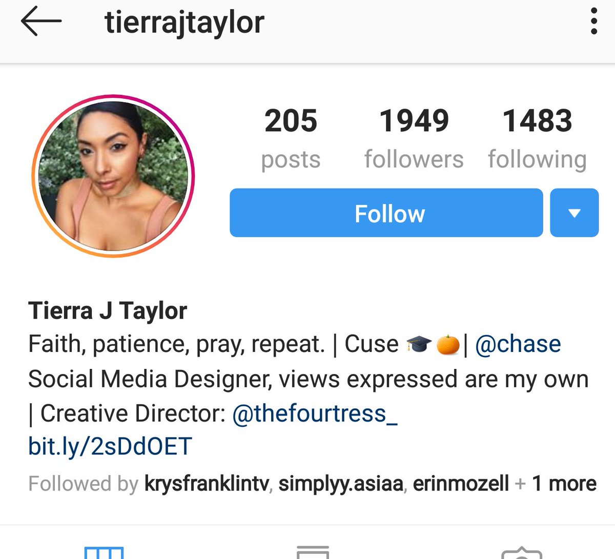 Tierra J TaylorIG: tierrajtaylorMarketing Social Media Designer at Chase Creative director at TheFourtress