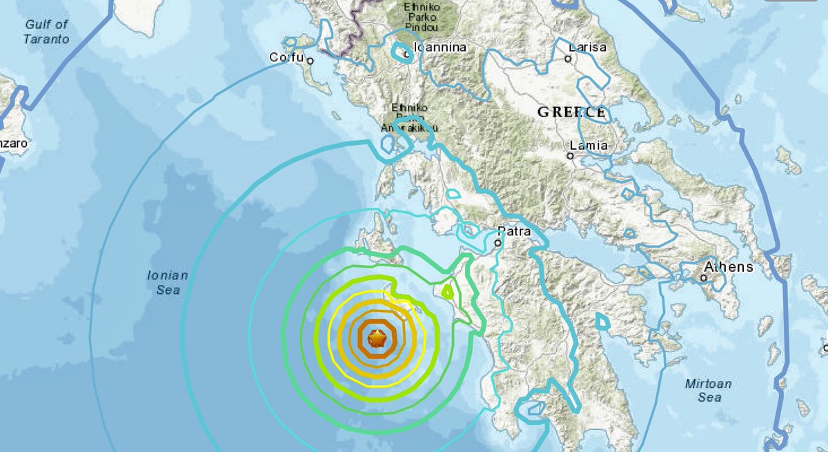 chematierra's tweet photo. Fuerte #sismo cercano a la costa de #Grecia 🇬🇷
•M6.8
•Prof 17km
•35km al SW de #Lithakia
Oct 25/23:54h
https://t.co/Zjv8afjEvz https://t.co/lVgFlnBNut