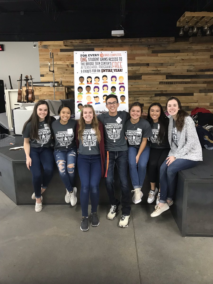 cla_ricef's tweet photo. VJA NHS officers visited @TheBridgeTC today! With the help of our NHS friends from other schools, we sorted through 420 bags to support 21 students with free programing at the Bridge! Supporting the #DriveOutBullying initiative was a great way to spend the day! @Rnolting21 https://t.co/uOMKHFU8ok