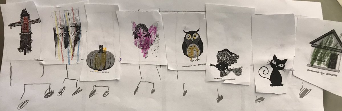 EGEMissAtkinson's tweet photo. The lower grades composed using one syllable (quarter note) and two syllable (eighth note pair) “Halloween” words! https://t.co/oSY3tDKZp3