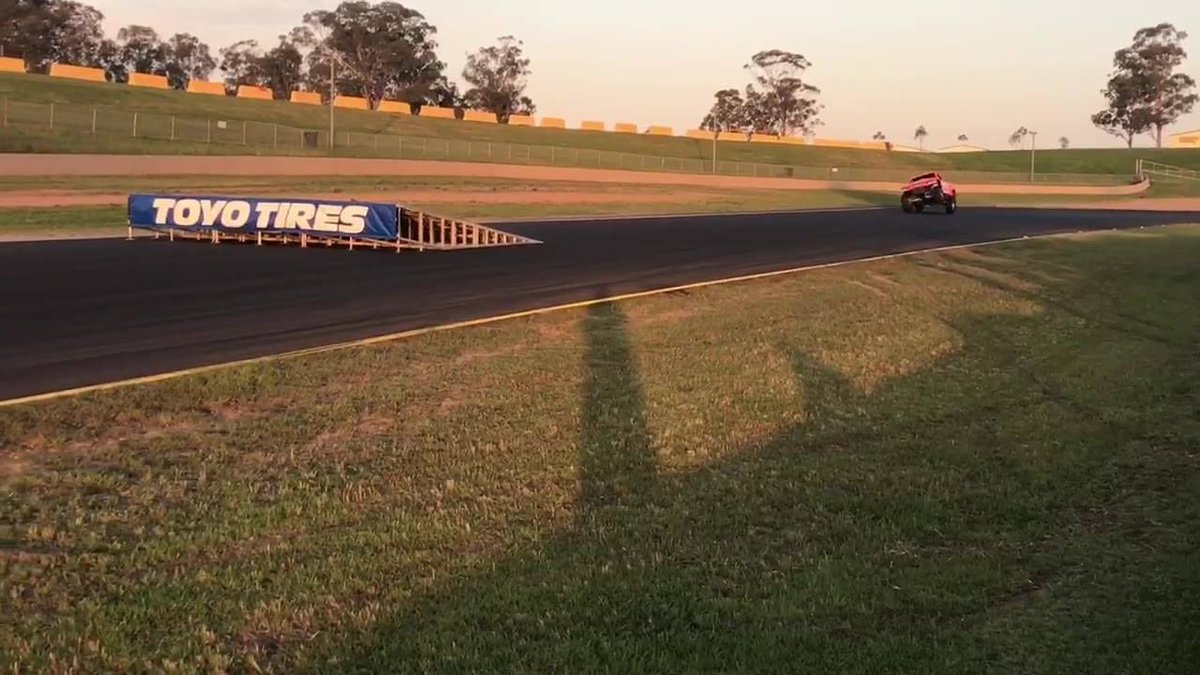 SydneyMSP's tweet photo. "Cause it's eleven thirty and the Club is jumpin', jumpin'... 
Ramp testing at Sydney Motorsport Park - Robby Gordon 
Racing October 27-28.
Tickets $15 for Saturday, $20 for Sunday ($30 two day combo) and are available at the gate!https://t.co/OOgflSxpRx https://t.co/zn188zrwzd