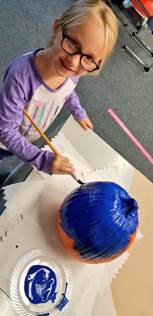 PrincipalKorzyp's tweet photo. Creating our book character pumpkin to demonstrate the character strength "Love of Learning" #OtherPeopleMatter Can you guess who it will be? #eefamily @_E2_P2_ https://t.co/51jnTW5EhM