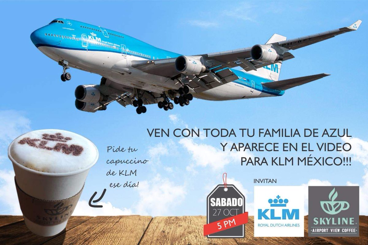 Los esperamos este sábado en nuestro KLM Day!!!

Recuerden venir de azul ese día para grabar un gran video

KLM y Skyline invitan

 @KLM_MX <a href="/AICM_mx/">Aeropuerto Internacional Benito Juárez CDMX</a>