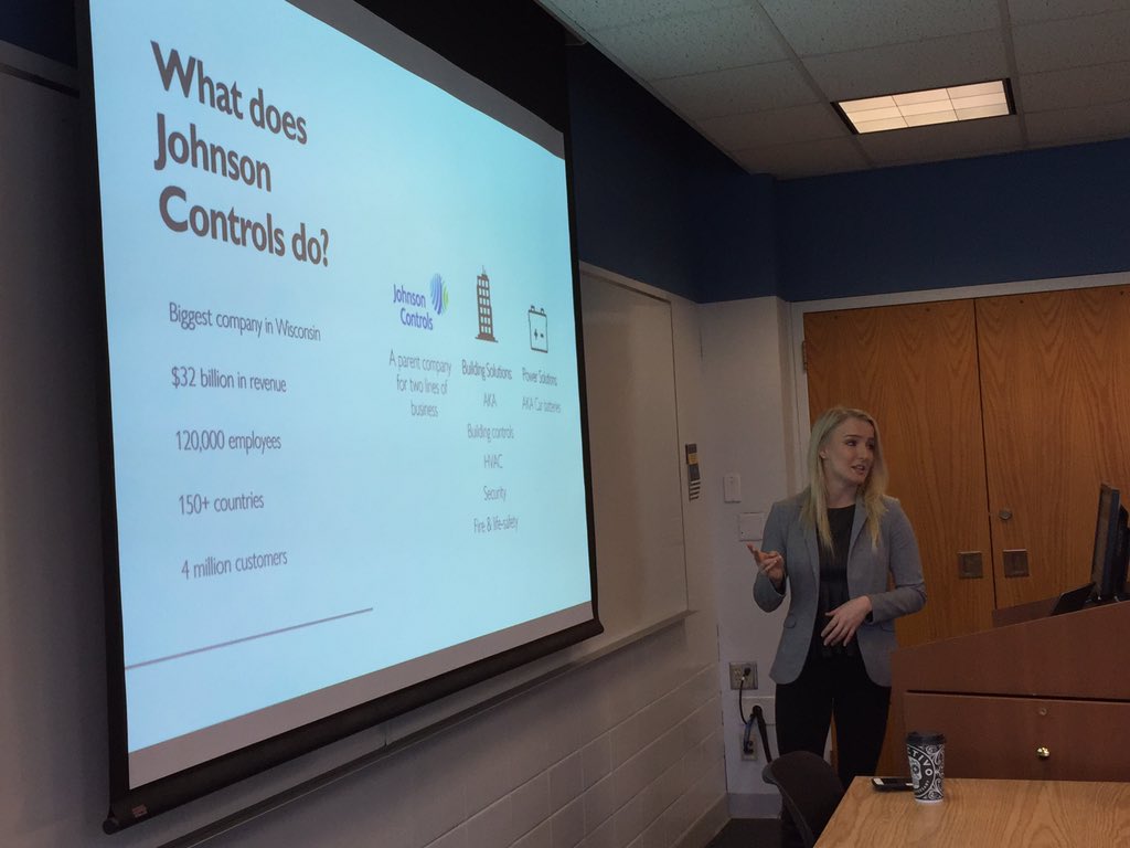 GilkersonNathan's tweet photo. Awesome class visit today w/ @AlZahn22, a proud @MUCommAlumni &amp; rock star member of the @johnsoncontrols comms team! https://t.co/h3FRgqMJ3J