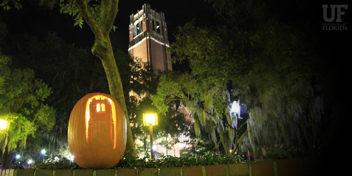 UF's tweet photo. Make a UF-themed jack-o'-lantern? Share a pic with the #UFpumpkin hashtag.
Go Gators! https://t.co/WVUKK5w0YG