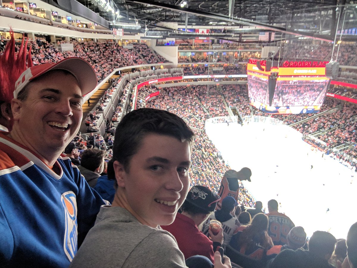 Excited to take my son to his first <a href="/EdmontonOilers/">Edmonton Oilers</a> game and getting to see former <a href="/bishoplancers/">Bishop Lloyd</a> student @Holts170. Thanks @ScotiaHockey.
