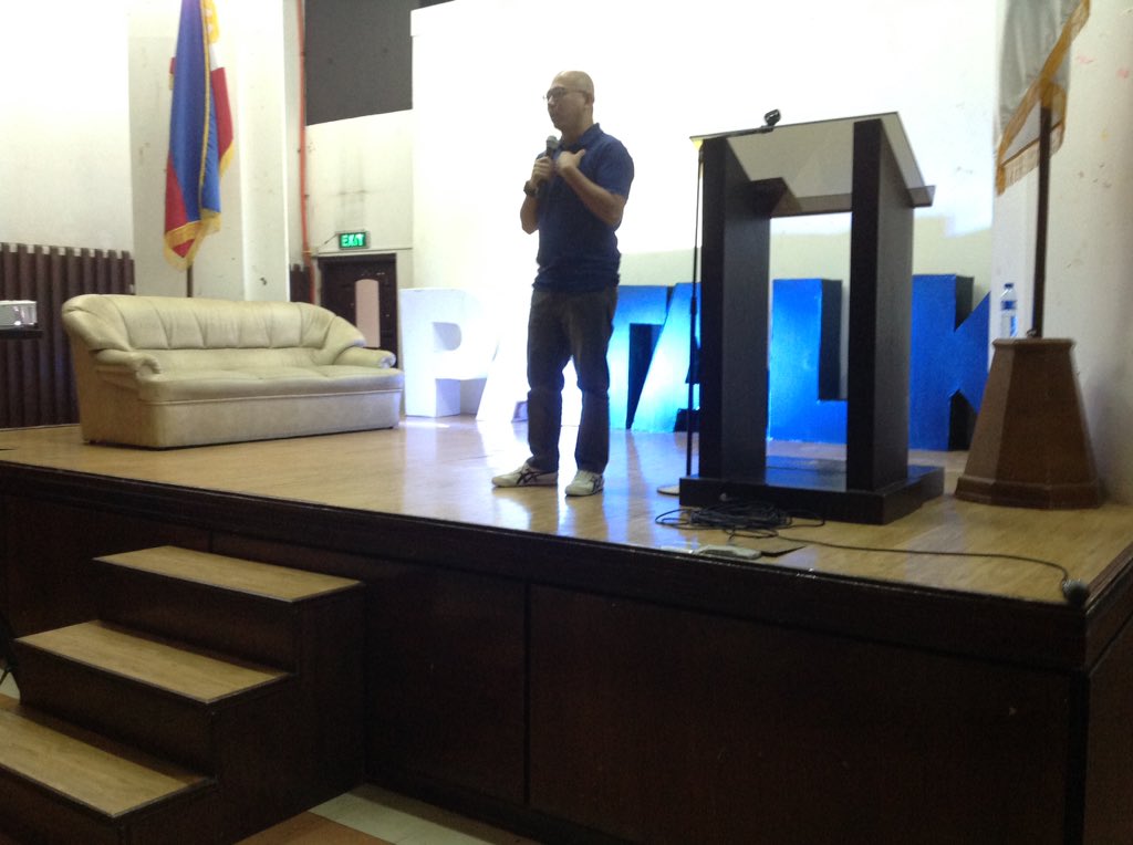 pucherrific's tweet image. Atty. @fthilbay addresses the Lasalians in attendance.
#PATalk