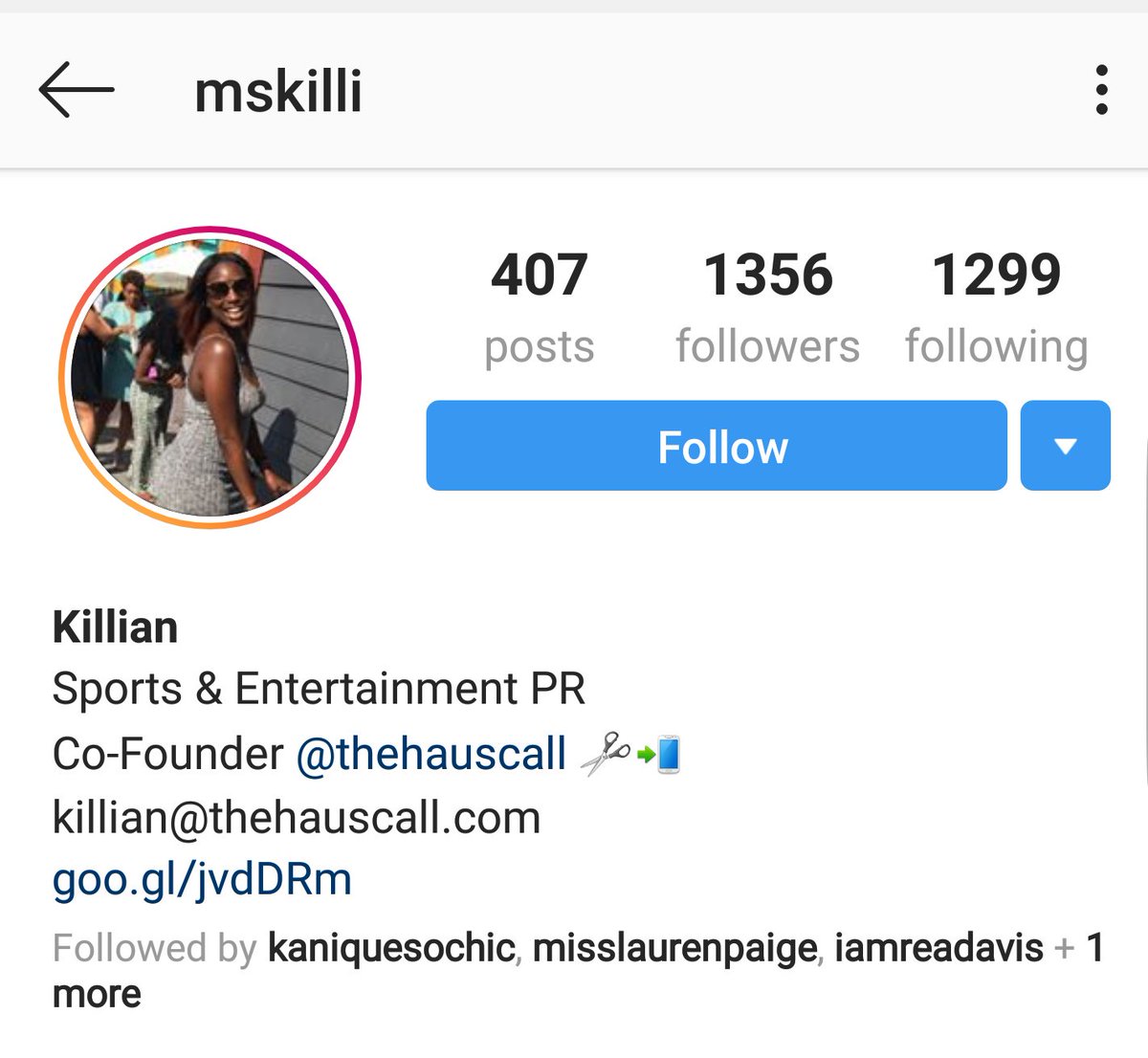 KillianIG: mskilliEntrepreneurSports & Entertainment PRCo-founder of TheHausCall an on demand grooming app
