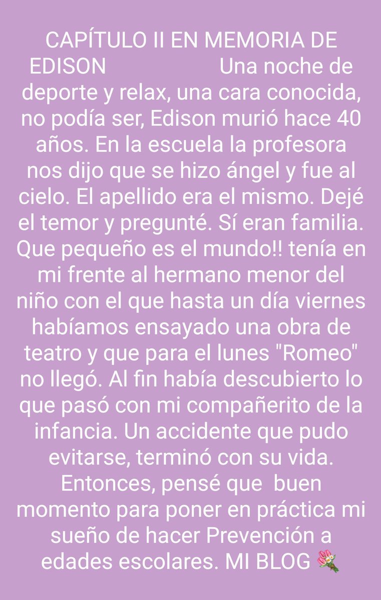ShirleyGSA's tweet image. Mi #BlogPersonal comparto un segundo extracto en memoria de #Edison @carsolpag @a_sancheztoledo @BelenArcones @laquintavarela @Laura_Chica @falcaide @mdiazescoto @evacolladoduran @elenabaixauli @juanpsanchez @juanjoagun @TeddyCobena @aflichten @santivazquez_