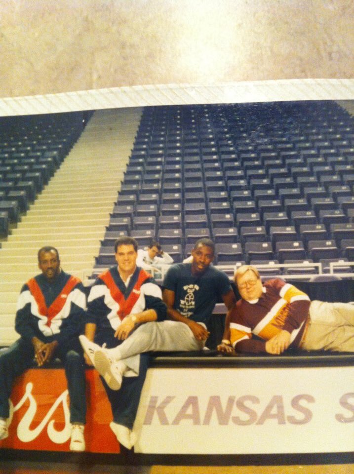 PaulPellis's tweet photo. Coaching back in the day! #80s #warmupsuits Getting ready to take on K-State. @coachDThomas84 https://t.co/hHdcc9VAIq