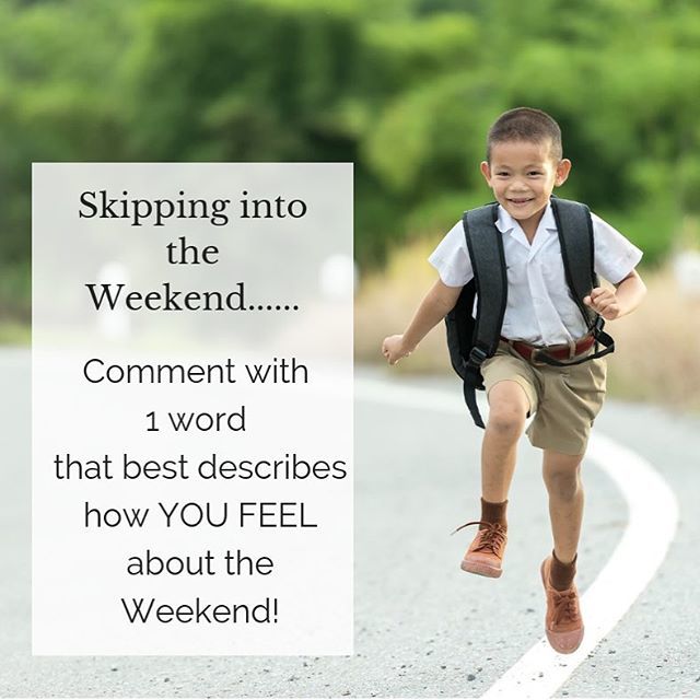 Skipping into the Weekend.......⠀
⠀
Comment with 1 word that best describes how YOU FEEL about the Weekend 💃 ift.tt/2CDUnCG