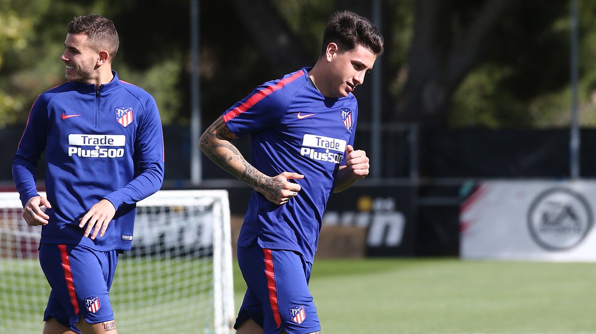 Giménez, en la sesión del Atlético (Foto: ATM).