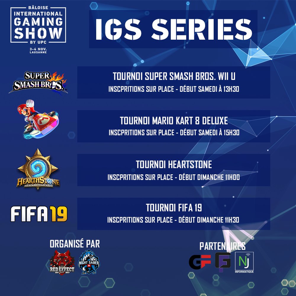 Grymiix's tweet photo. Pour #IGS2K18, une partie des anciens membres de @Team_Evenfall collabore pour le stand #IGSSeries ! Venez participer à nos tournois et animations ce week-end au SwissTech Center de Lausanne ! (Pré-inscriptions possible par MP pour HS &amp; FIFA) https://t.co/O4s3PlDDzn