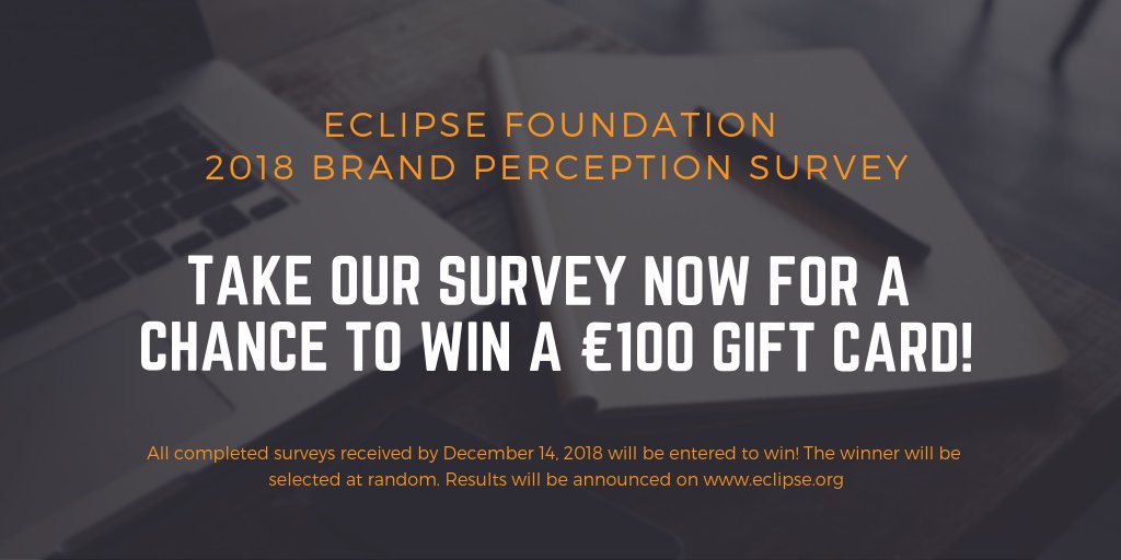 EclipseFdn's tweet image. The Eclipse Foundation Brand Perception Survey is back! Take this 2 min survey for your chance to win €100! bit.ly/2AHnBze

#EclipseFdn #Survey #Win #OSS