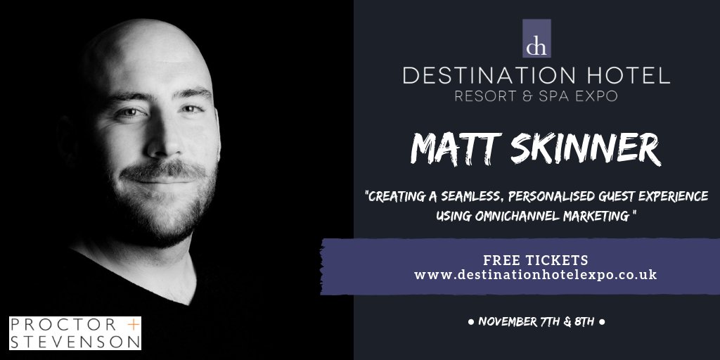 DestinationHRS's tweet image. Make your way to Theatre 9 by 1.15pm to catch Matt Skinner (@MattSProctors) seminar on &quot;Creating a seamless, personalised guest experience using omni-channel marketing.&quot; | #DestinationBiz