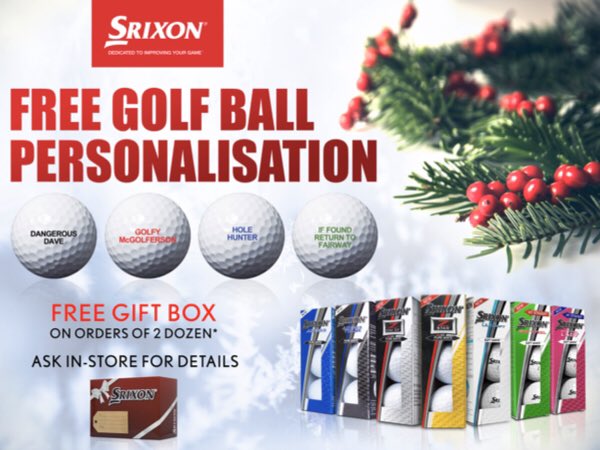 LeamingtonPro's tweet photo. Until 10th December, get free personalisation on all Srixon golf balls! (Minimum order quantity 1 doz, ask in store for more info) @LeamingtonGolf @uniongolfltd https://t.co/TU08iwZJc3